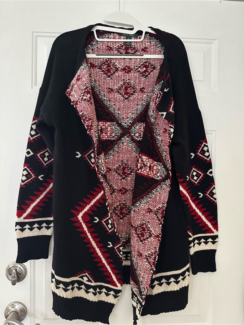 Lauren Ralph Lauren Southwestern Aztec Open Cardigan Sweater XL - Picture 7 of 10